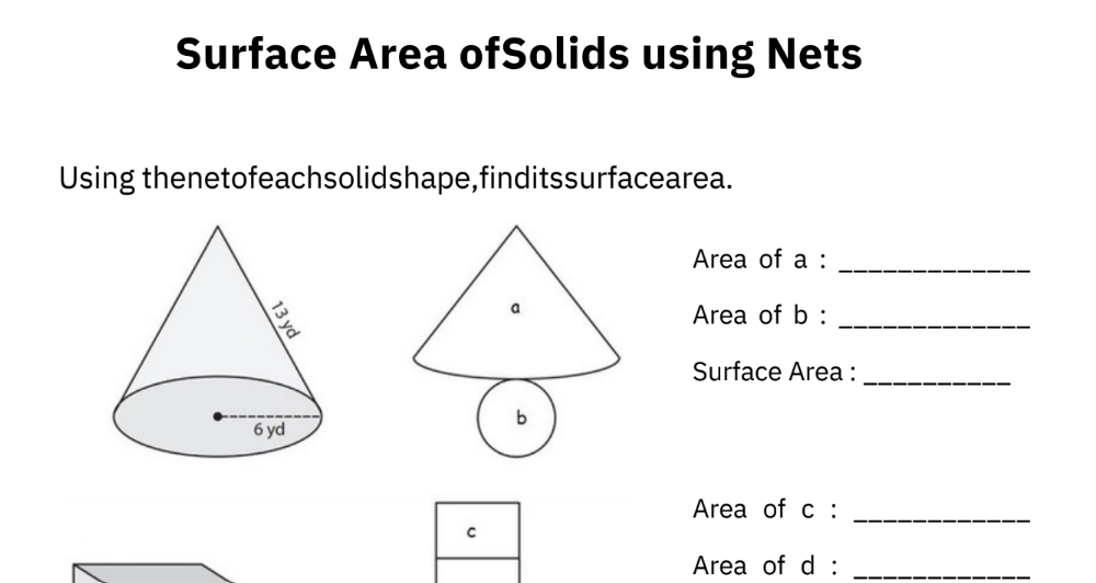 Surface Area of Solids using Nets