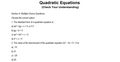 Quadratic Equations