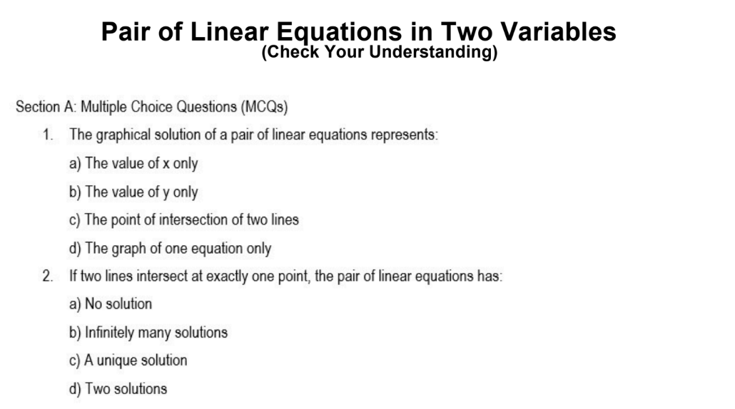 Pair of Linear Equations in Two Variables