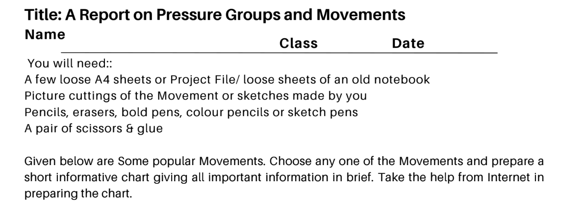 A Report on Pressure Groups and Movements