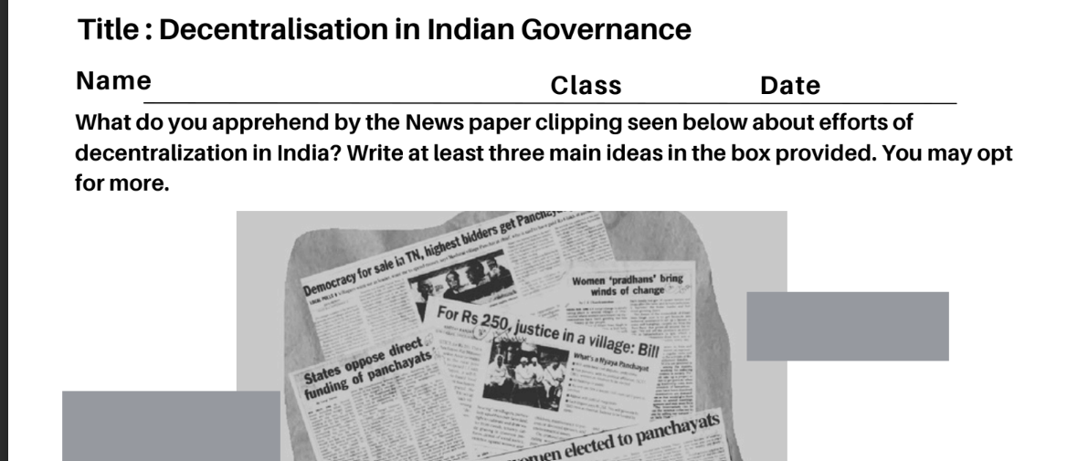Decentralisation in Indian Governance