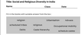 Social and Religious Diversity in India