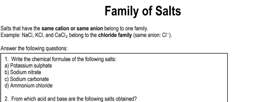 Family of Salts