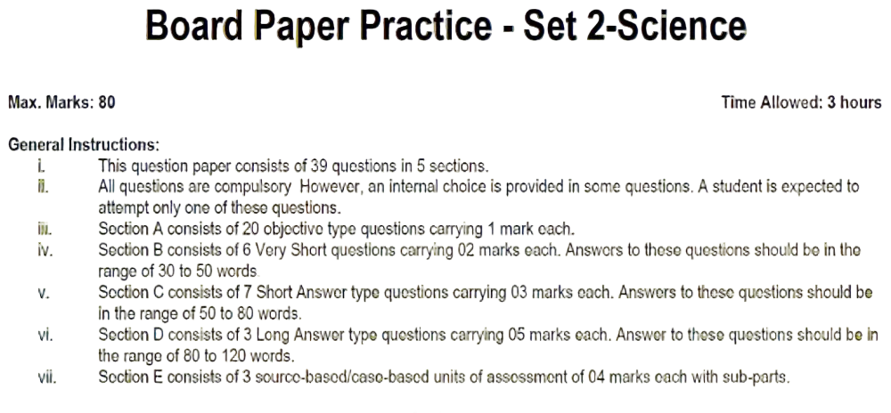 Board Paper Practice - Set 2-Science