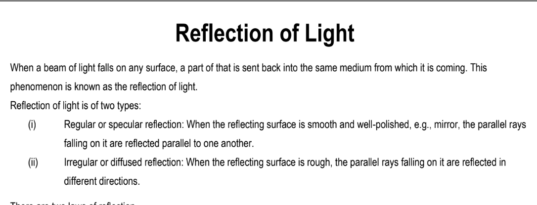 Reflection of Light
