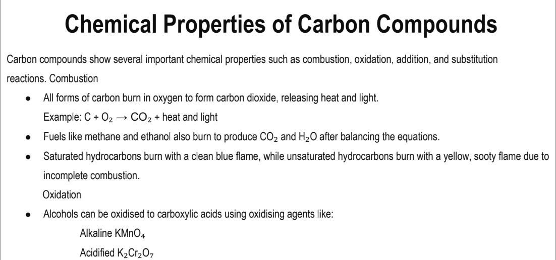 Chemical Properties of Carbon Compounds
