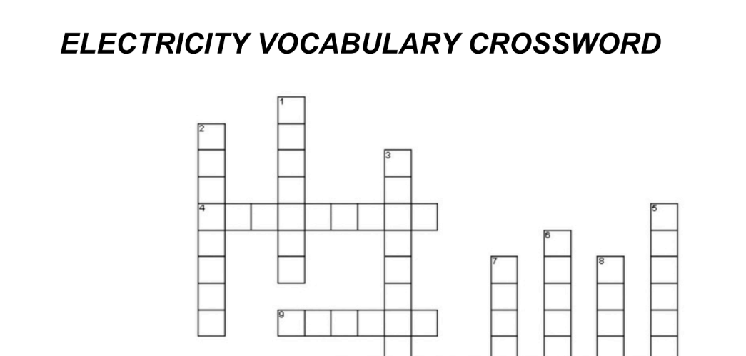 ELECTRICITY VOCABULARY CROSSWORD