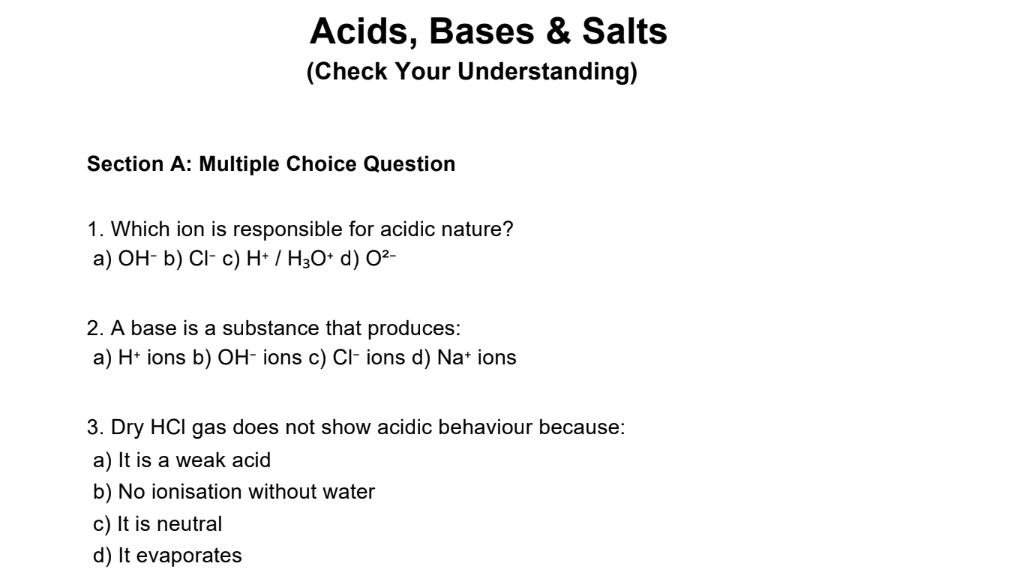 Acids, Bases & Salts