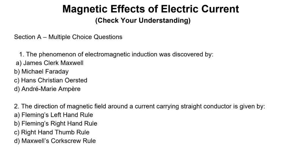 Magnetic Effects of Electric Current