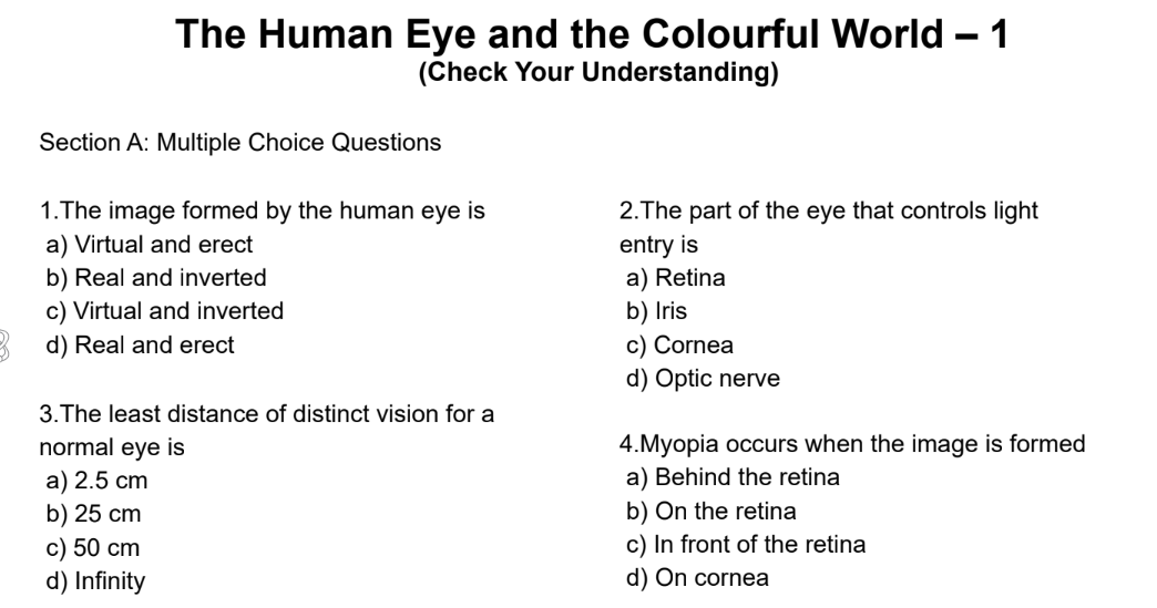 The Human Eye and the Colourful World – 1