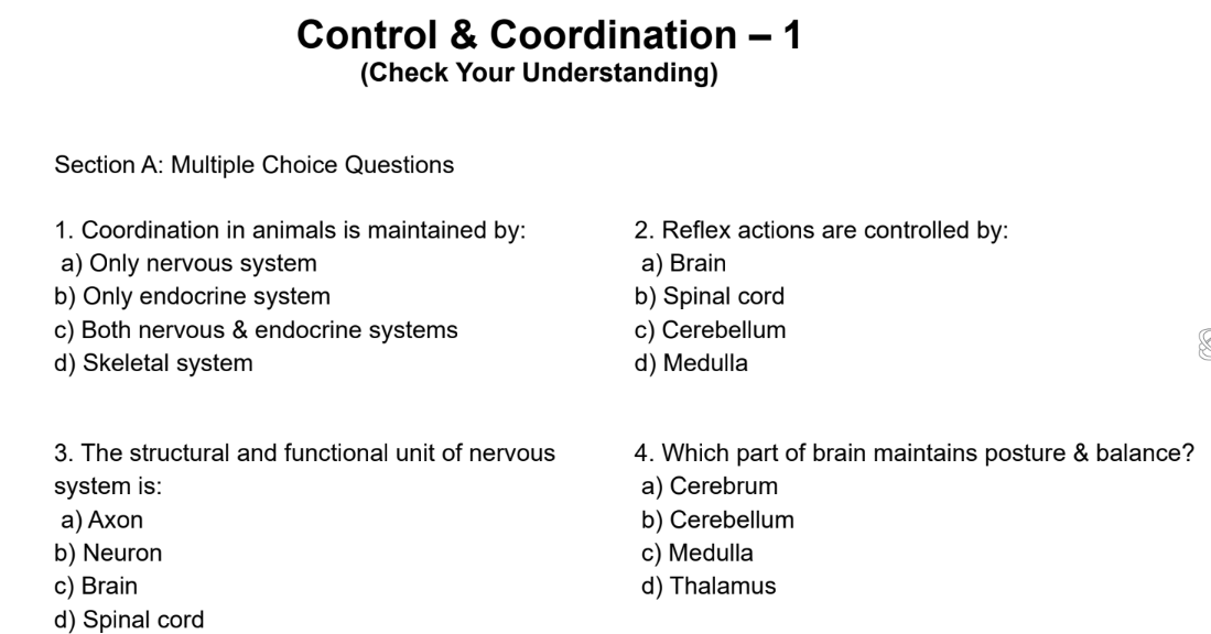 Control & Coordination – 1